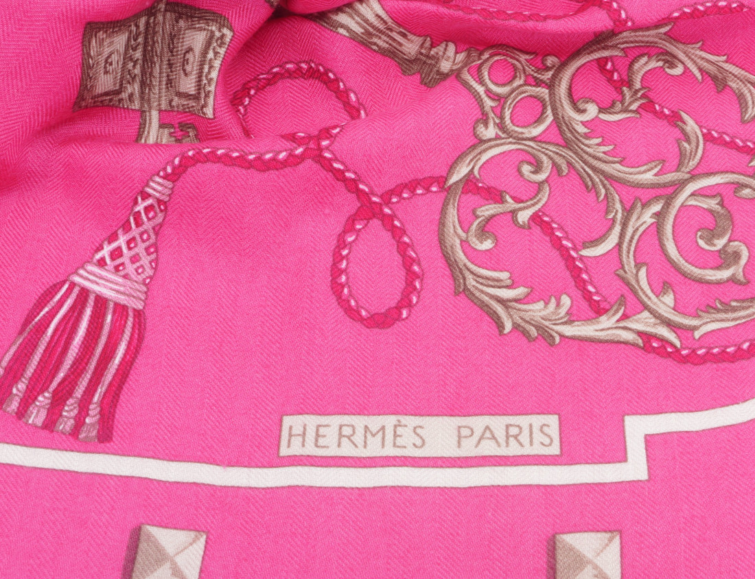 Hermès Scarf - Les Clefs - Cashmere with Fringes - Image 3