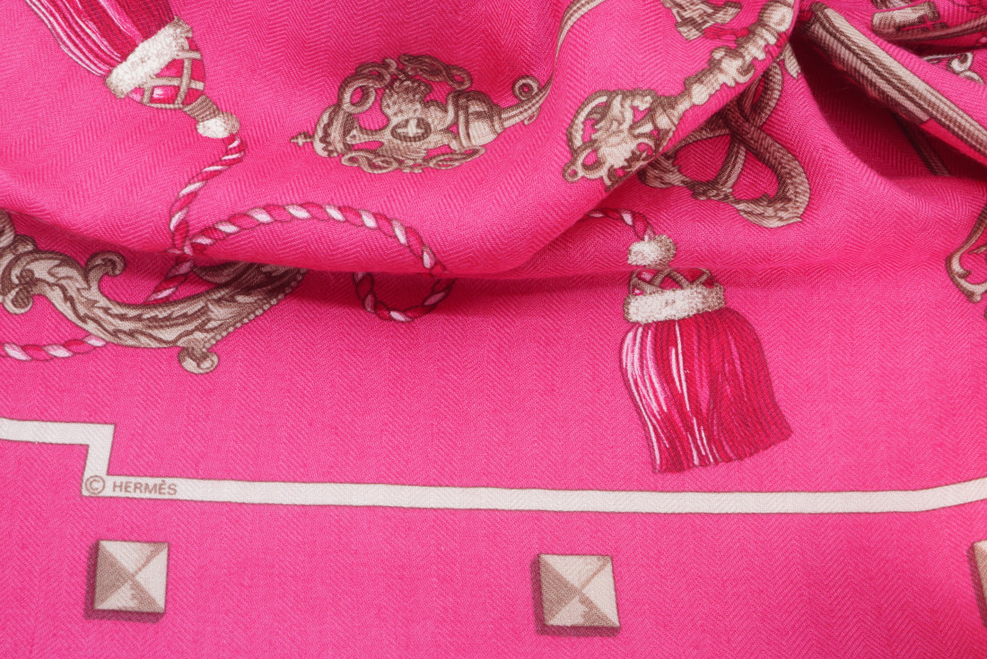 Hermès Scarf - Les Clefs - Cashmere with Fringes - Image 4