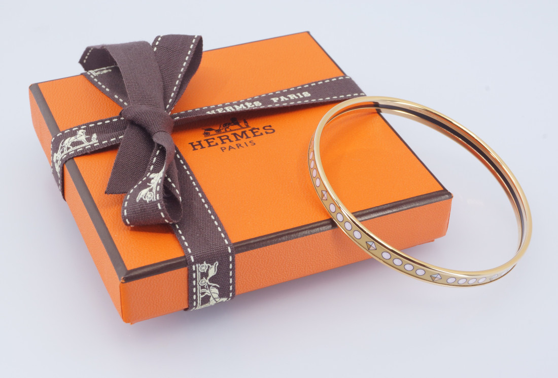 Hermès Bracelet - Extra Narrow Enamel Bangle - Image 8