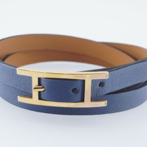 Hermès Bracelet - Hapi 3 Medium Model Bracelet (blue/gold) - GM full set