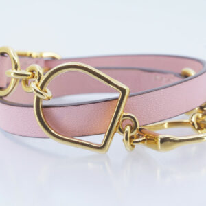 Hermès Bracelet - Etrier Double Tour (gold/pink) + pouch