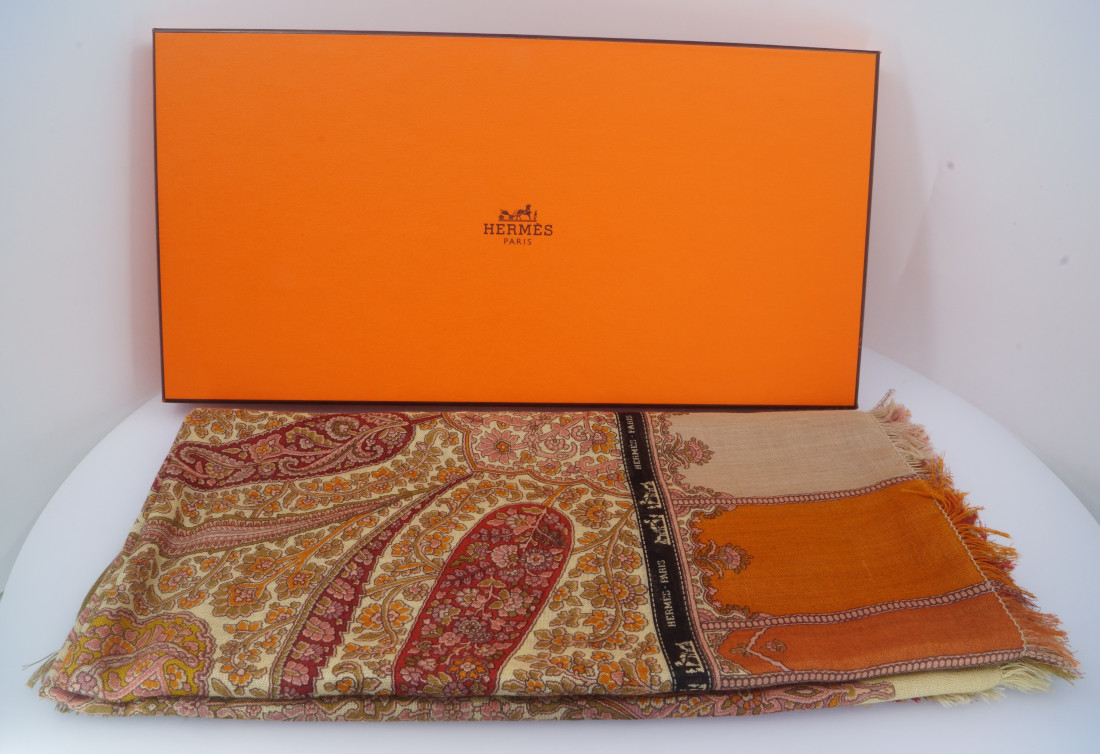 Hermès scarf GM - Damier - Cashmere - Image 11