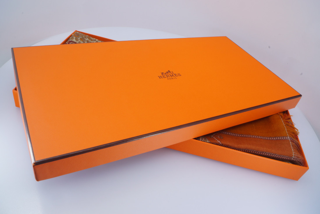 Hermès scarf GM - Damier - Cashmere - Image 12