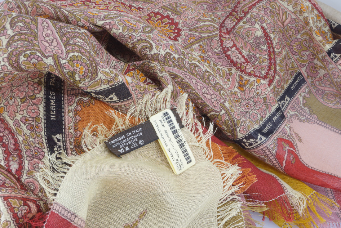 Hermès scarf GM - Damier - Cashmere - Image 4