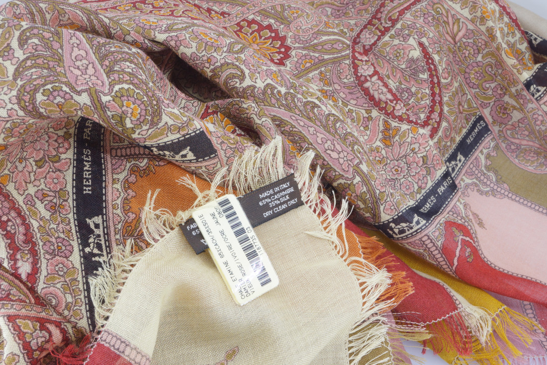 Hermès scarf GM - Damier - Cashmere - Image 5