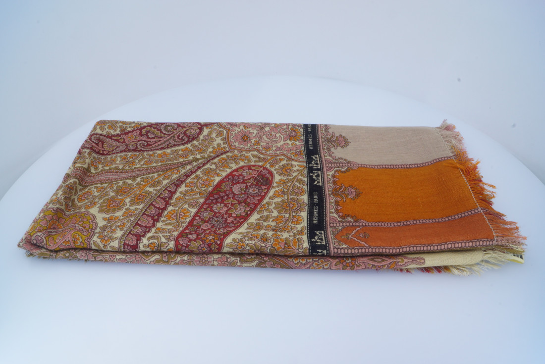 Hermès scarf GM - Damier - Cashmere - Image 8