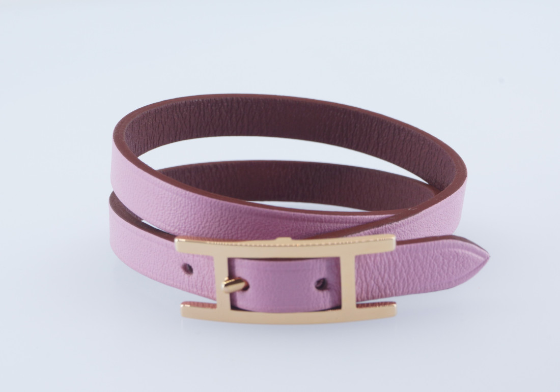 Hermès Bracelet - Behapi Double Tour (Pink/Red/Gold) T3 - full set - Image 2