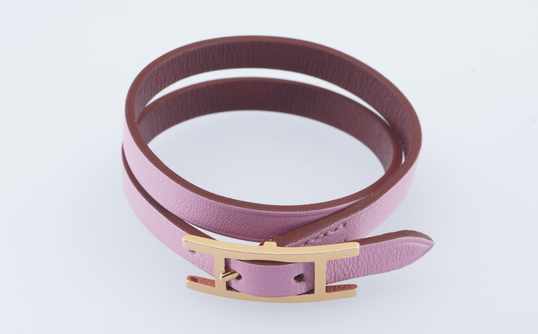 Hermès Bracelet - Behapi Double Tour (Pink/Red/Gold) T3 - full set - Image 4