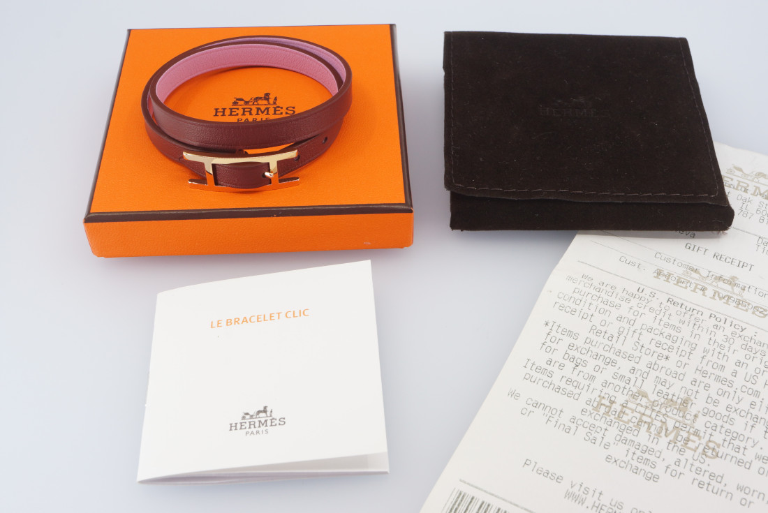 Hermès Bracelet - Behapi Double Tour (Pink/Red/Gold) T3 - full set - Image 8