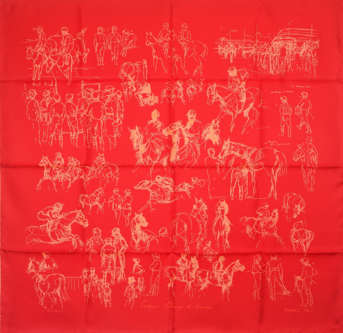 Hermès Scarf - Croquis Champs de Courses