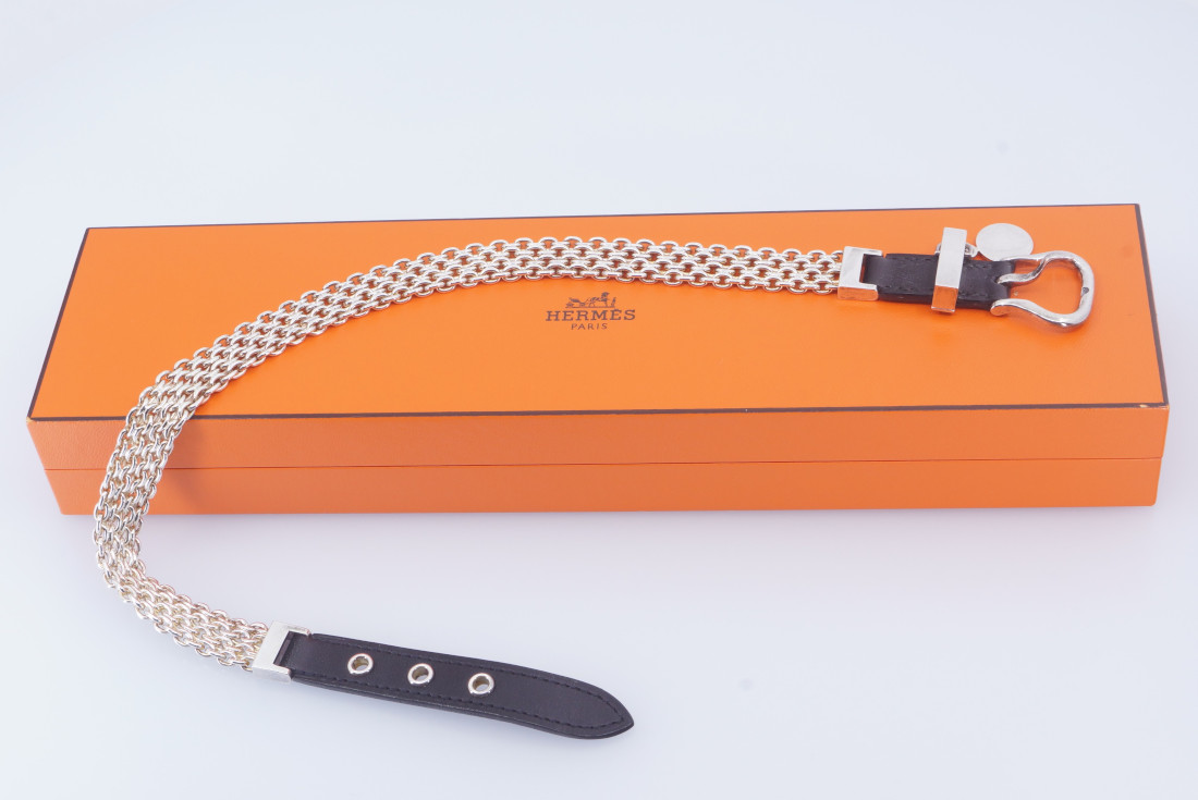 Hermès Bracelet/Choker - Double Tour Mesh Leather Buckle - Image 11