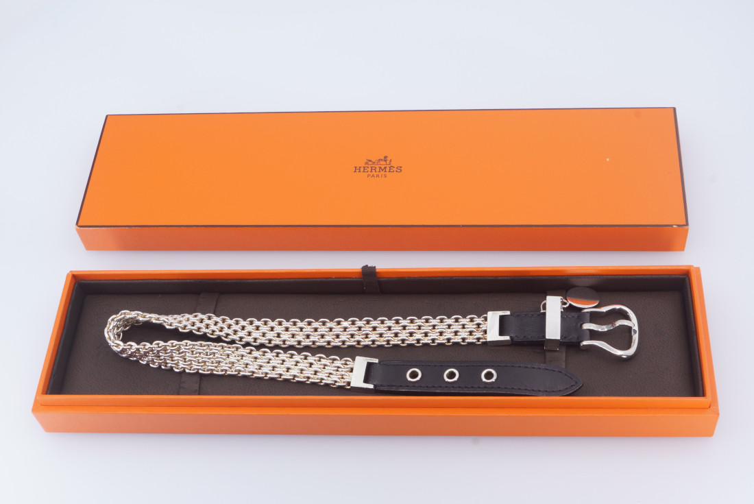 Hermès Bracelet/Choker - Double Tour Mesh Leather Buckle - Image 13