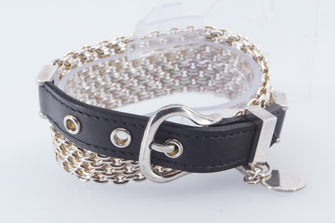 Hermès Bracelet/Choker - Double Tour Mesh Leather Buckle