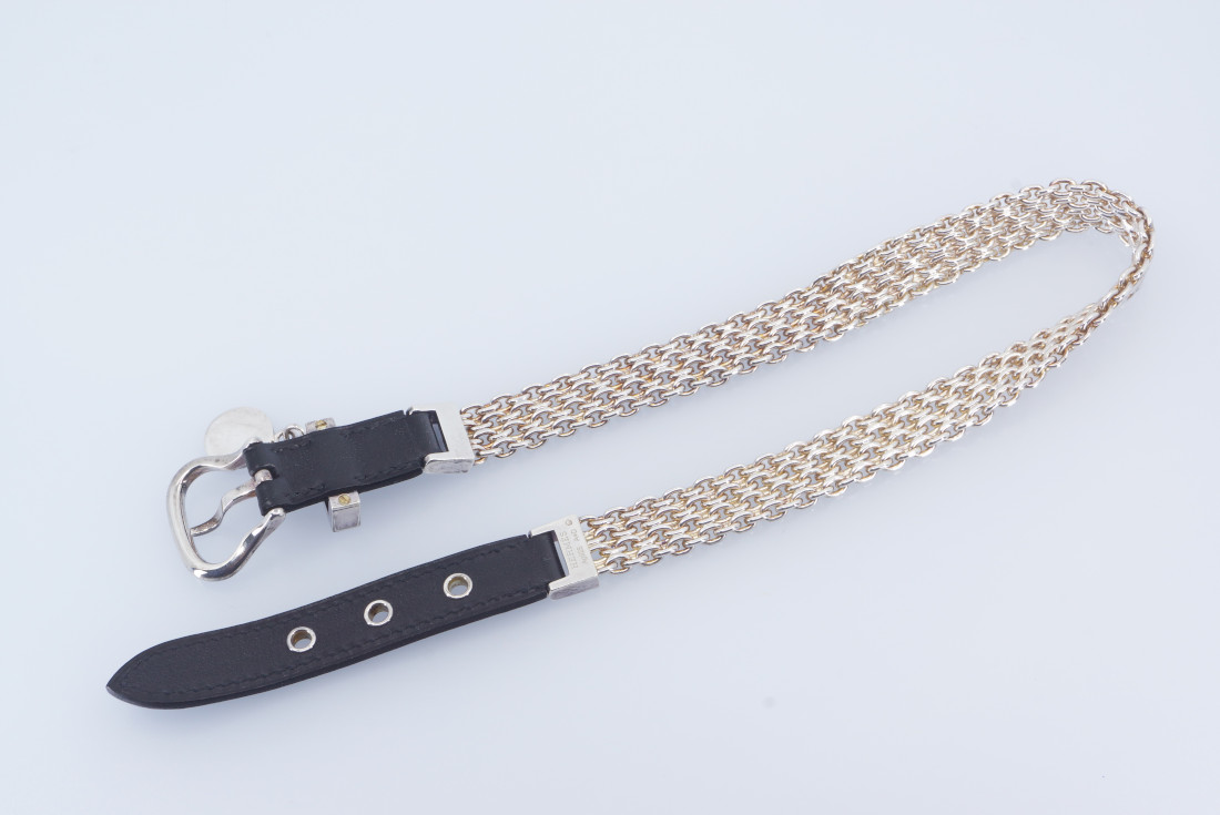 Hermès Bracelet/Choker - Double Tour Mesh Leather Buckle - Image 7