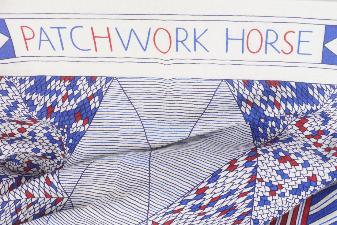Hermès GM Scarf - Patchwork Horse Cashmere - Image 4